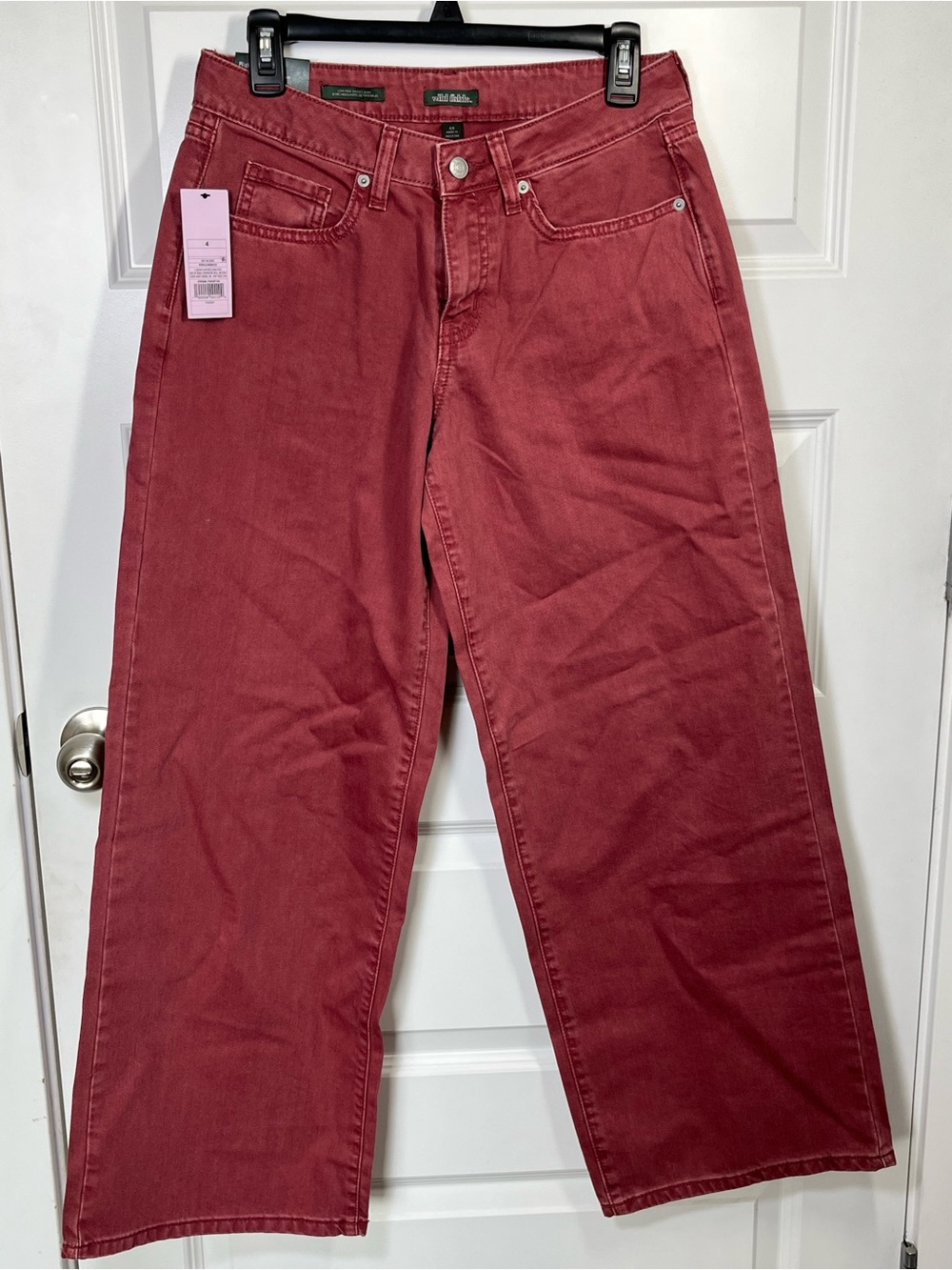 Wild Fable Low Rise Baggy Wide Leg Jeans Burgundy Wine Size 4 NWT